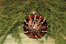 Red Christmas Ball And Cedar
