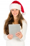 Santa Woman And A Tablet