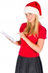 Santa Woman With A Tablet