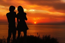 Sunset Couple Love Silhouette