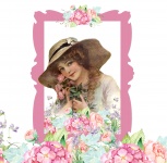 Woman Vintage Floral Frame