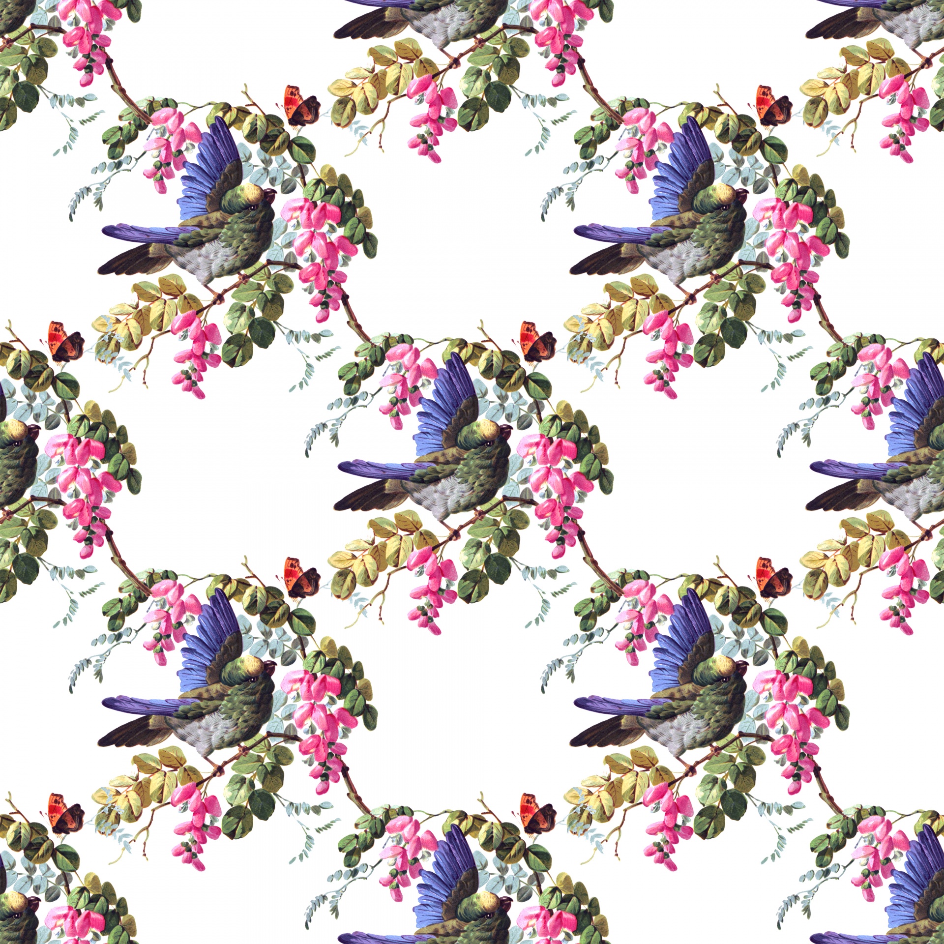Bird Floral Vintage Background