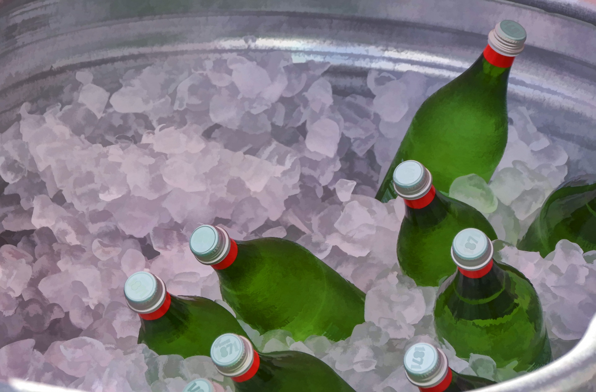 Bottles In Bucket Of Ice