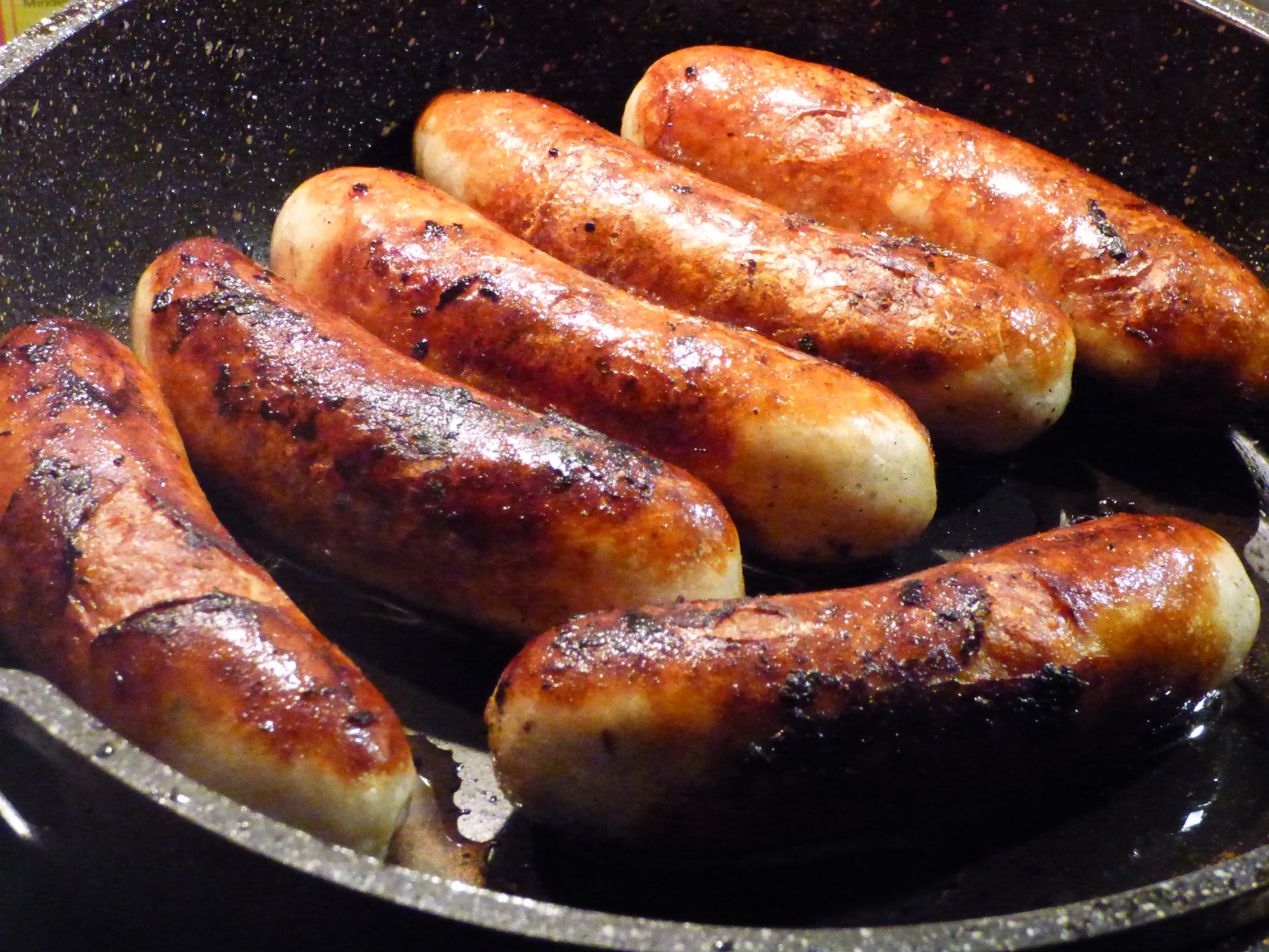 fried sausage in the pan