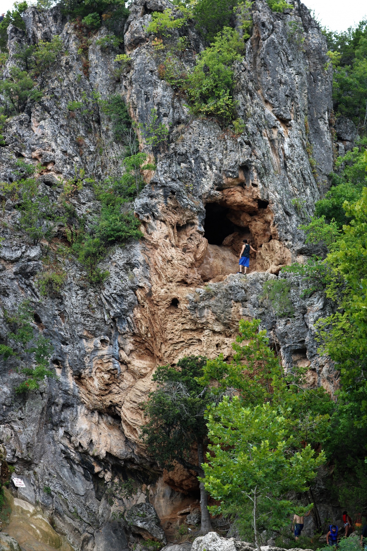 Cave Entrance On Mountain Cliff