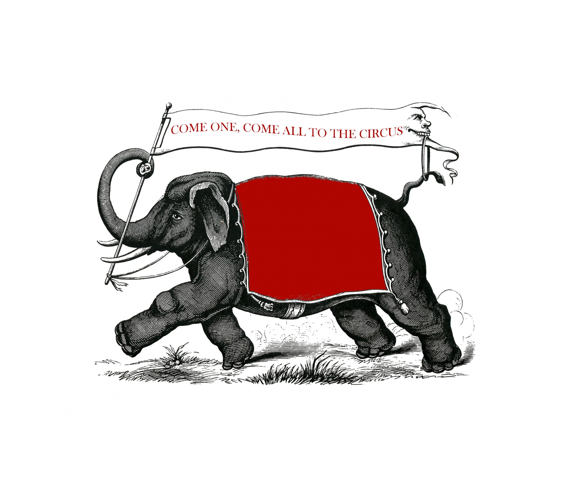 Vintage circus elephant with banner clipart