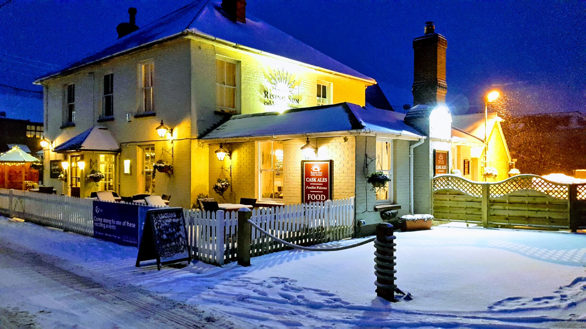 English Pub On A Snowy Night