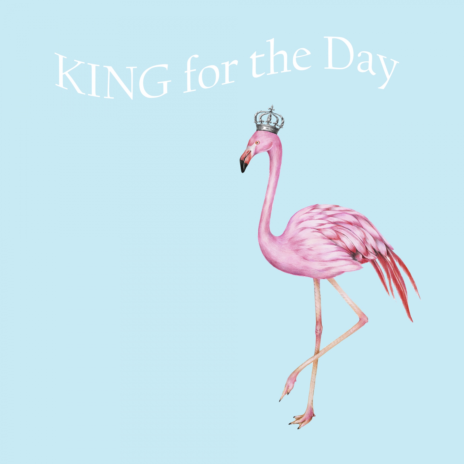 Flamingo Watercolor With Crown