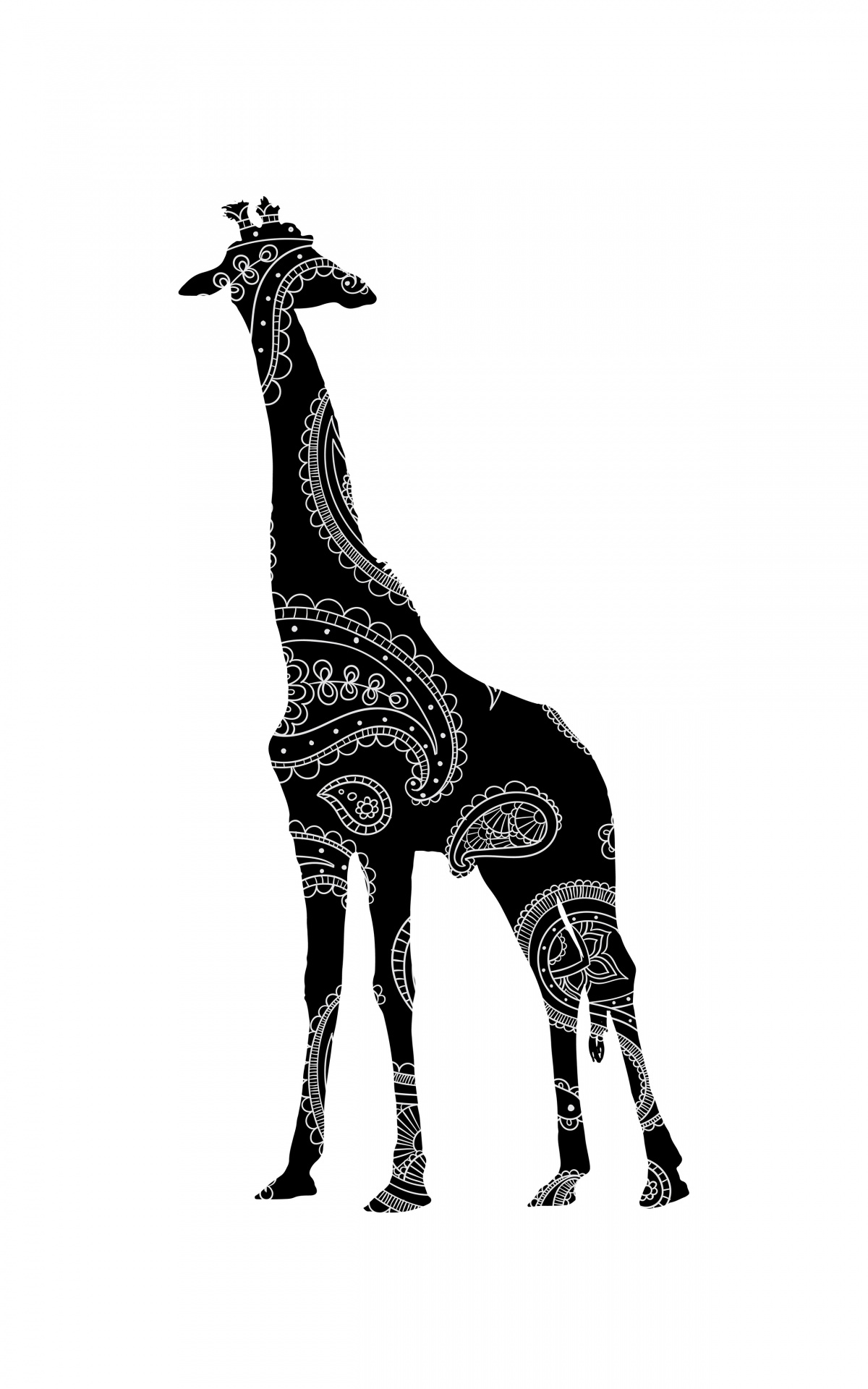 Giraffe Paisley Pattern Silhouette