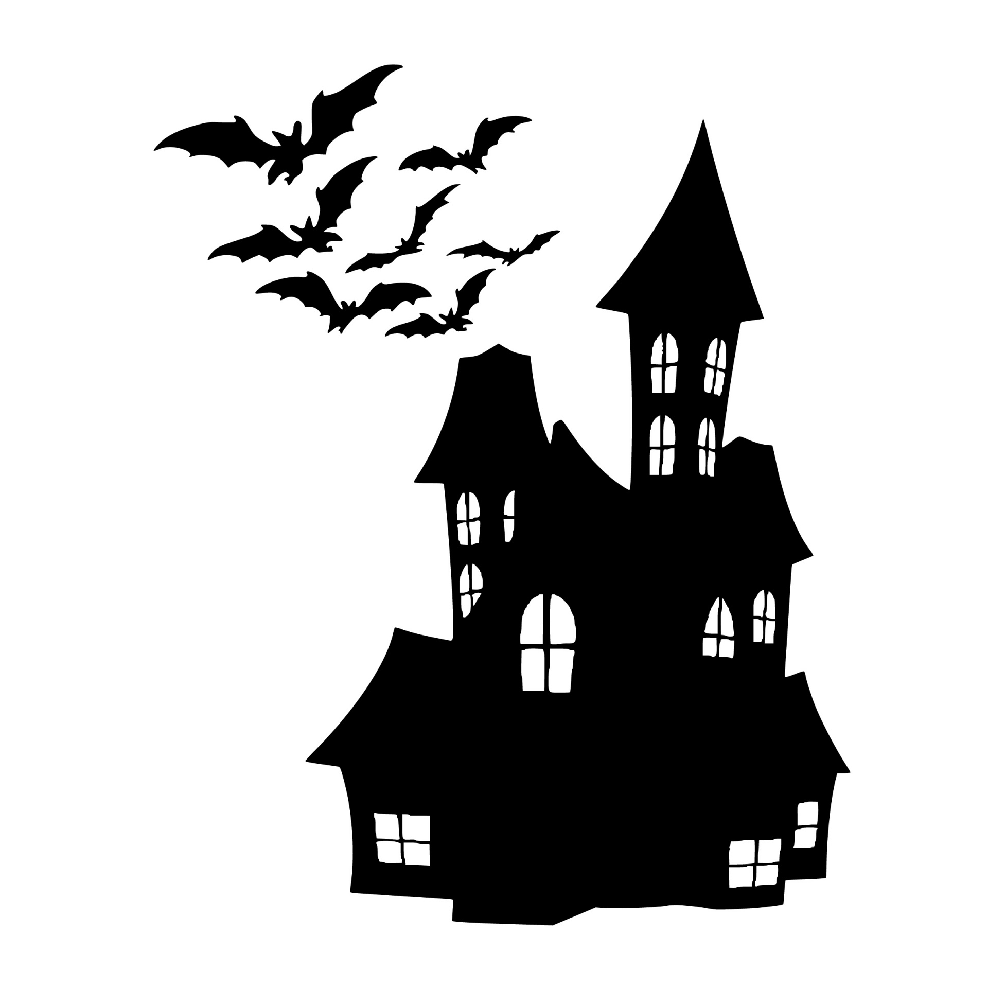 Silhouette,house, halloween, bats,spooky, scary, haunted, , ghosts, night, holiday, horror, , evil, creepy, celebration, , dark, seasonal, poster, fear,