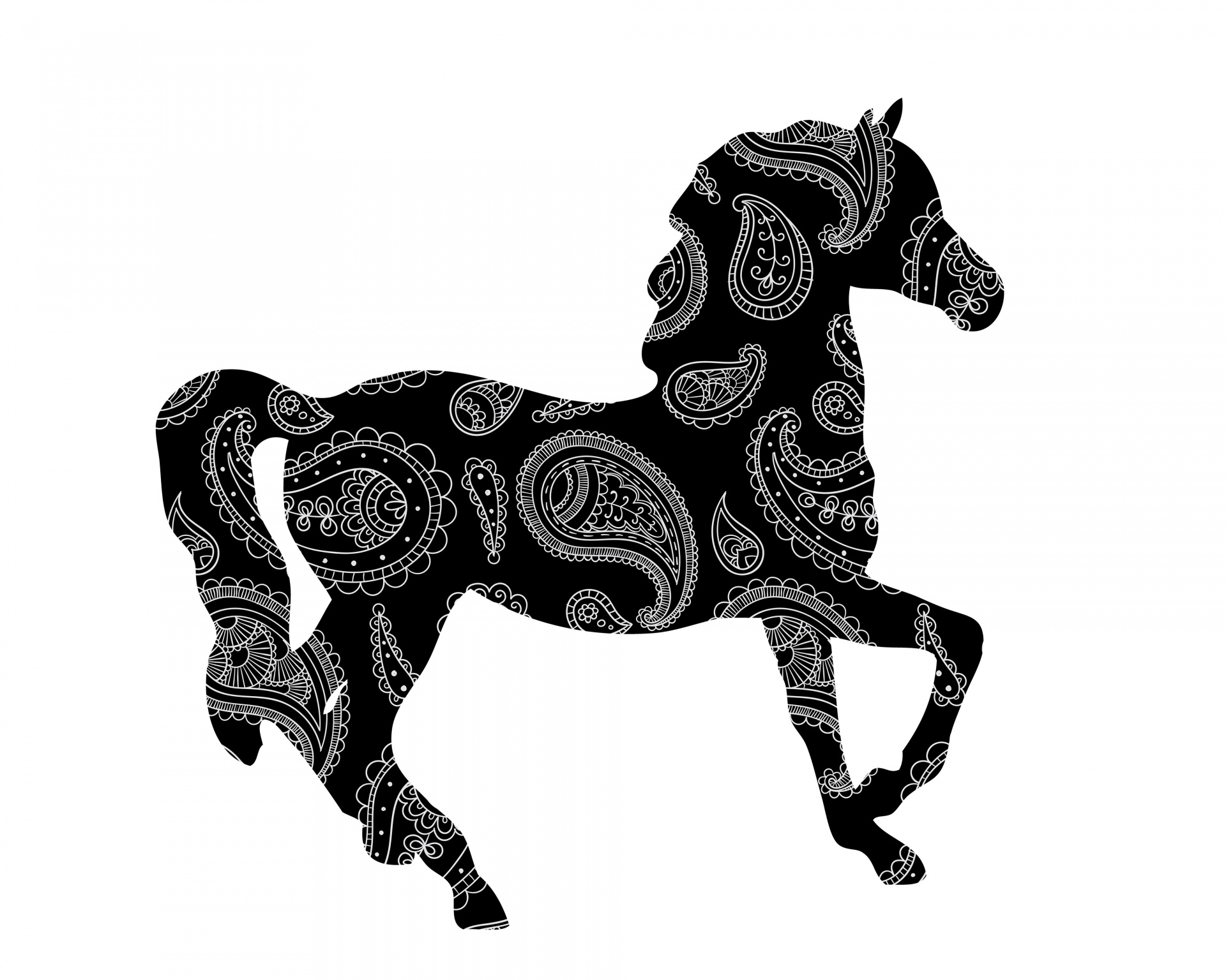 Horse Paisley Pattern Silhouette