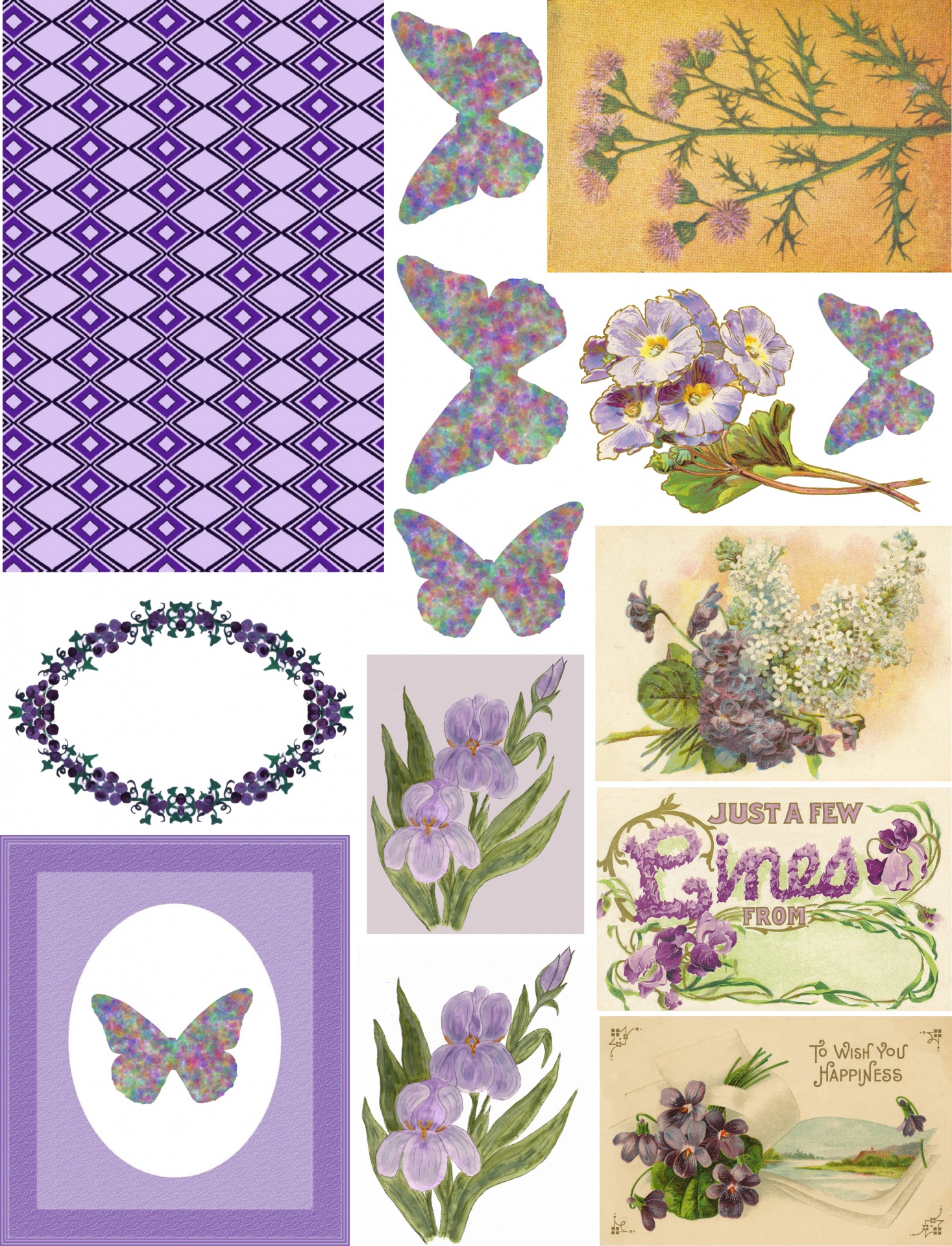 Lilac Mauve Collage Sheet
