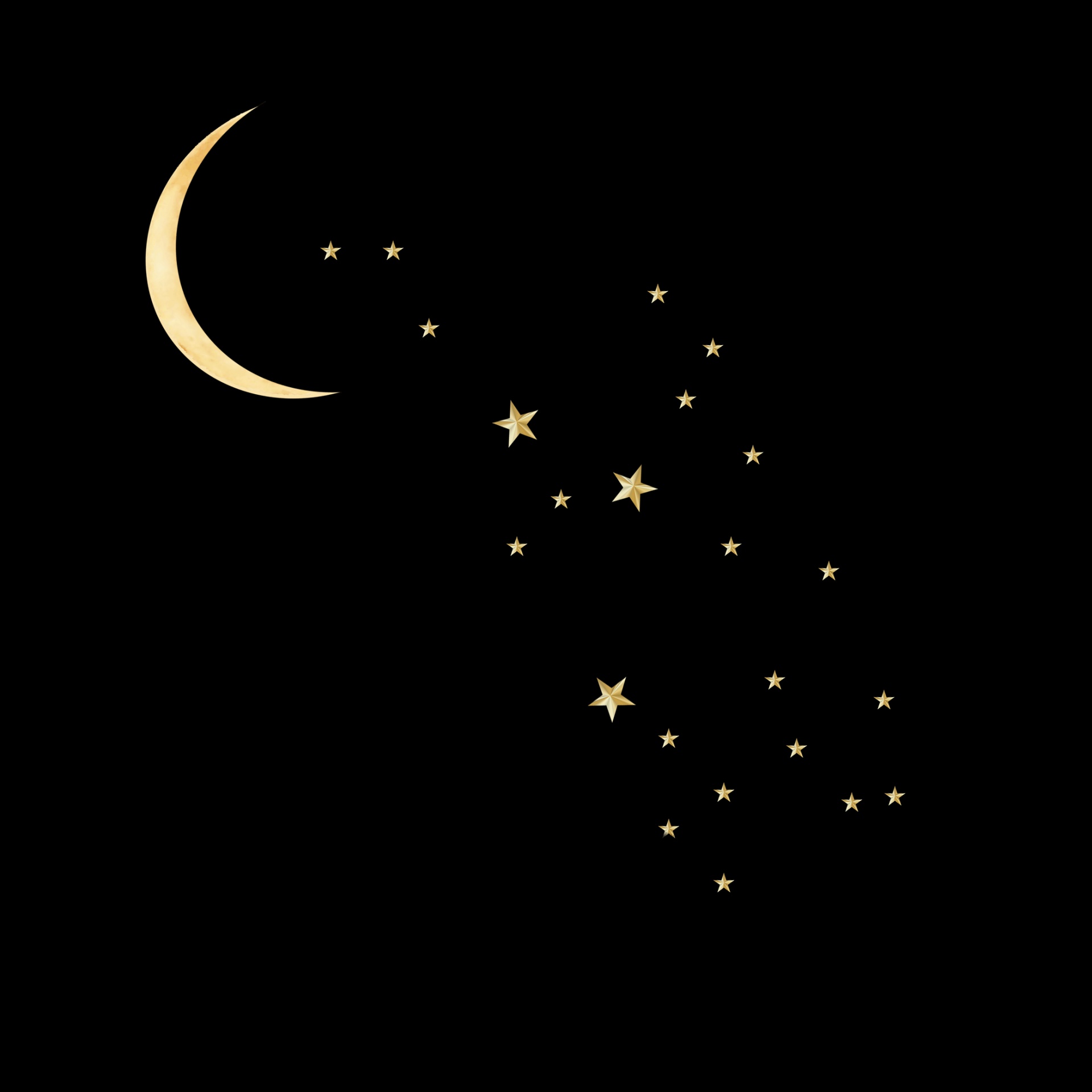 Crescent moon and stars for Halloween or other greeting