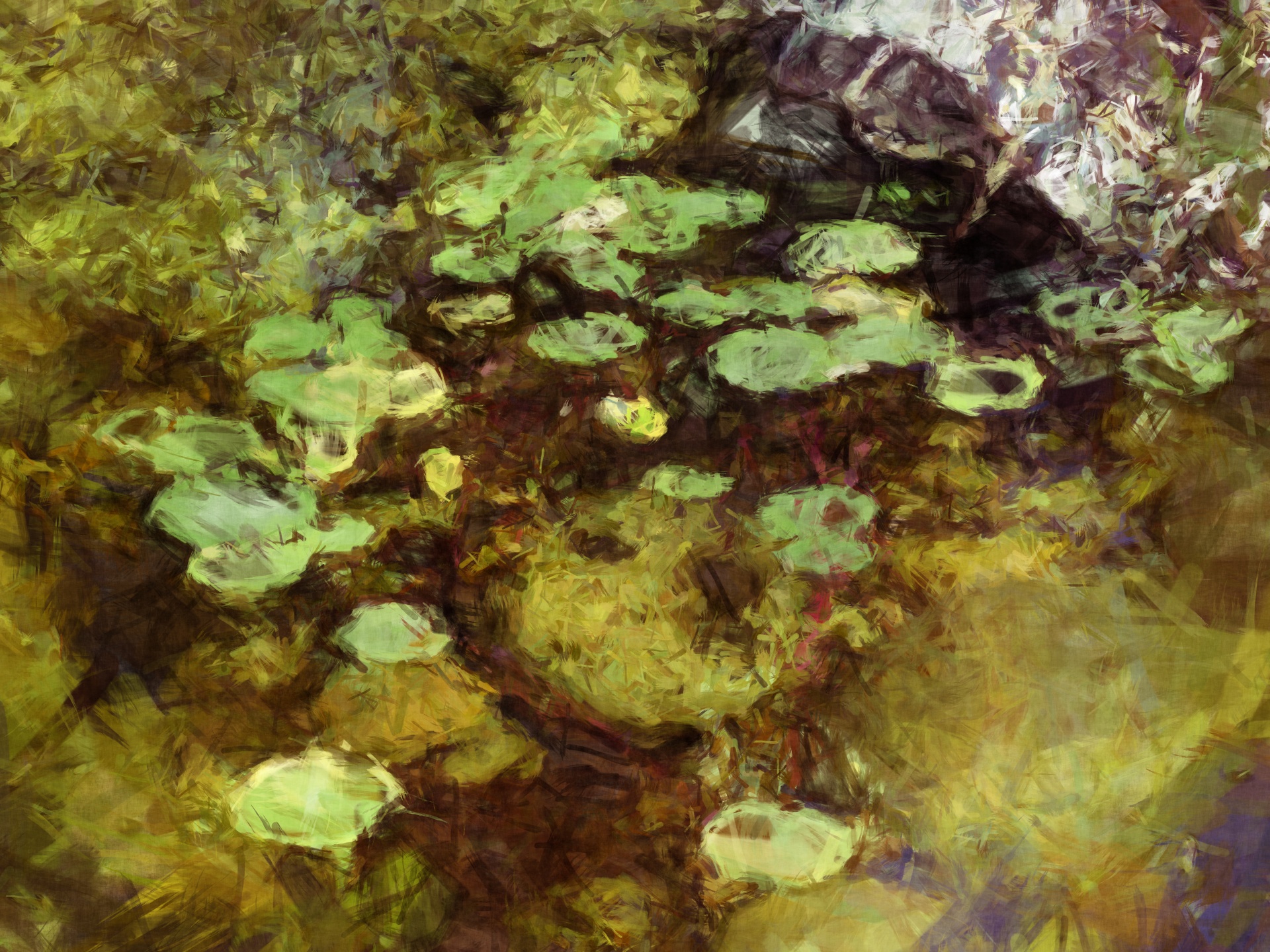 Oil Painting Of Lily Pond