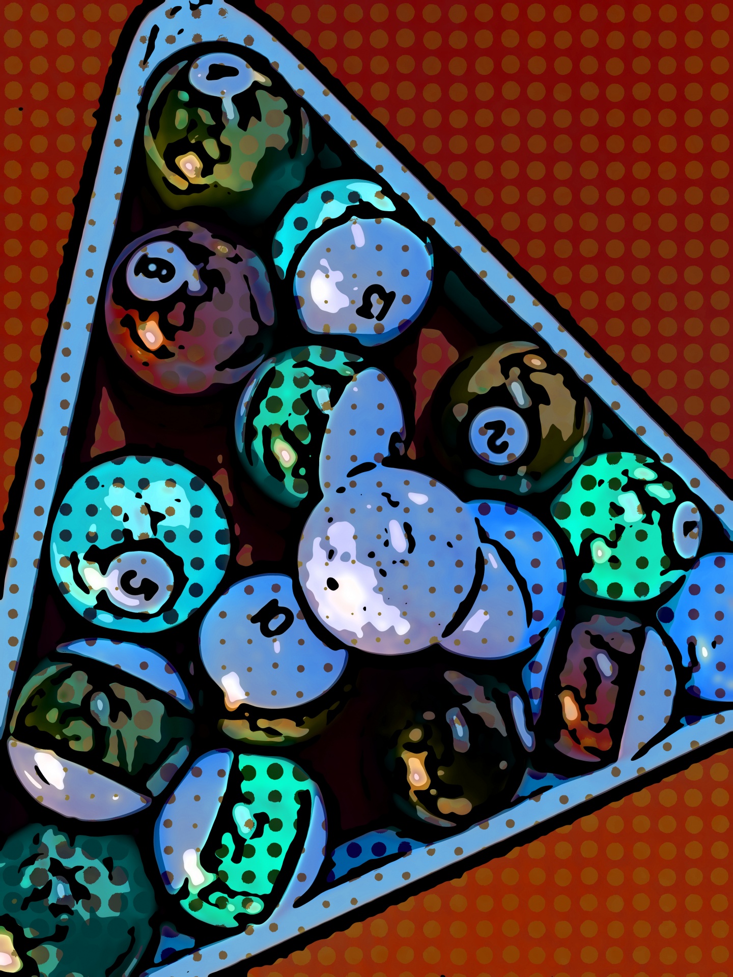 artistic rendering of pool table balls