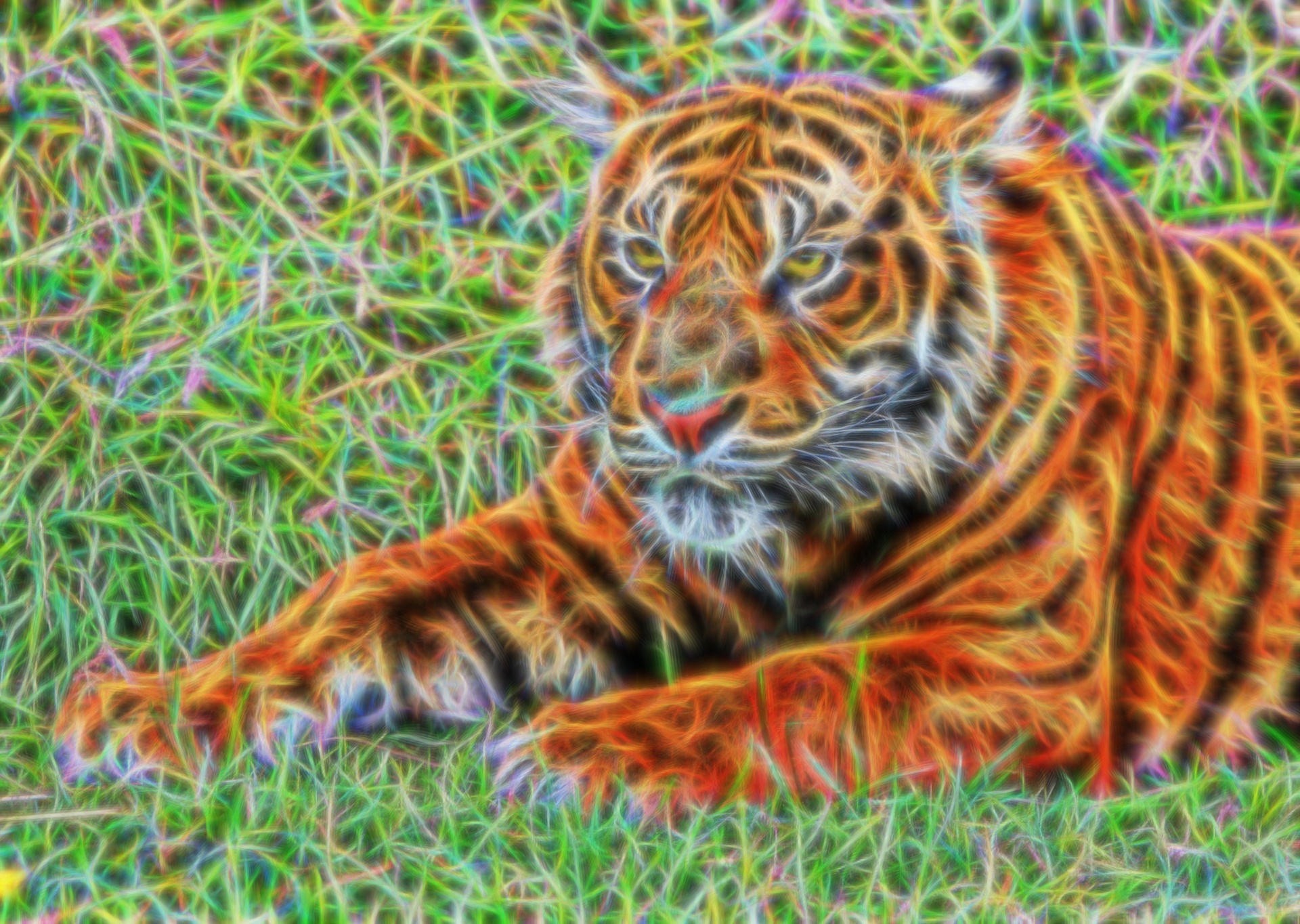 fractal tiger cub portrait