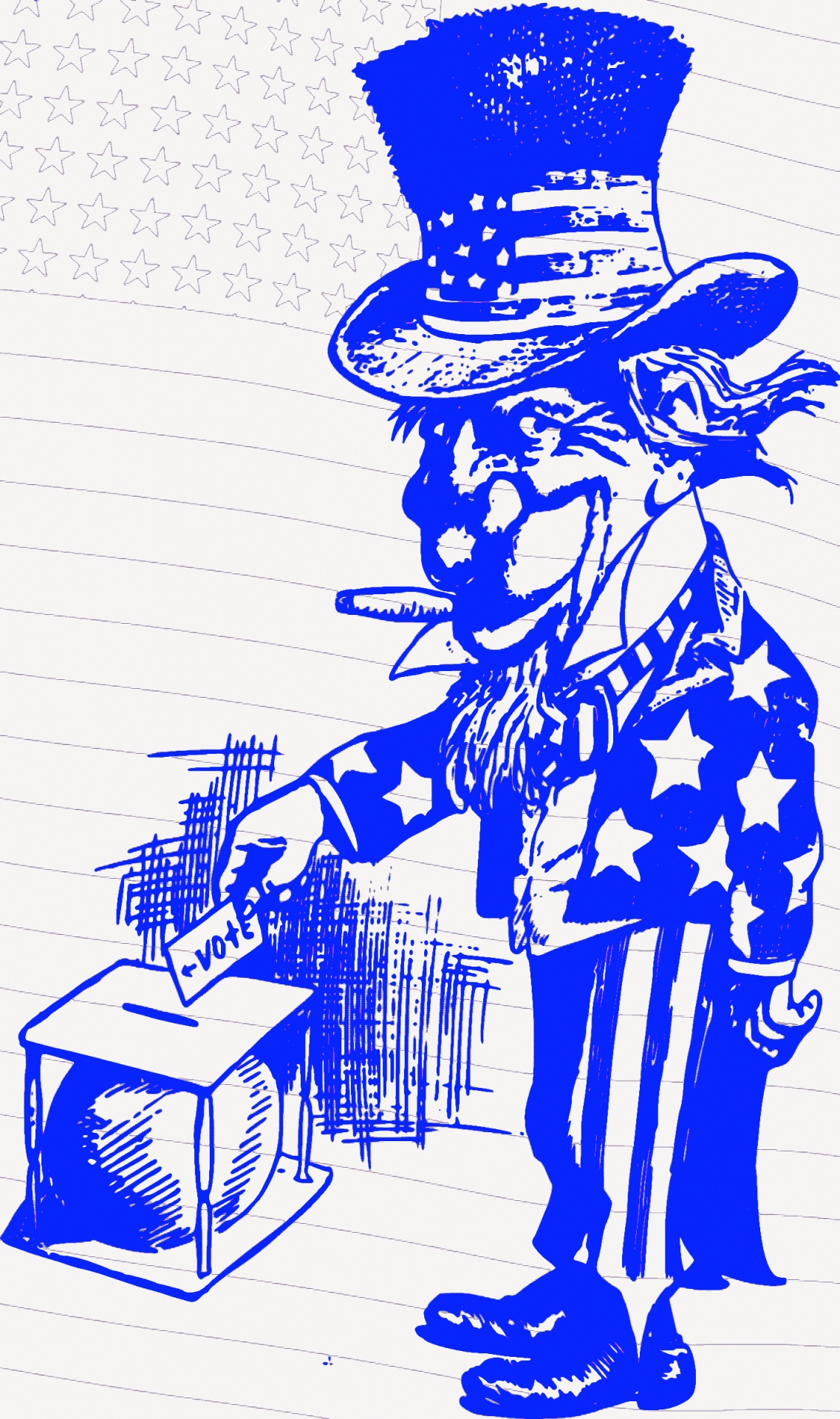 cartoon image of Uncle Sam voting