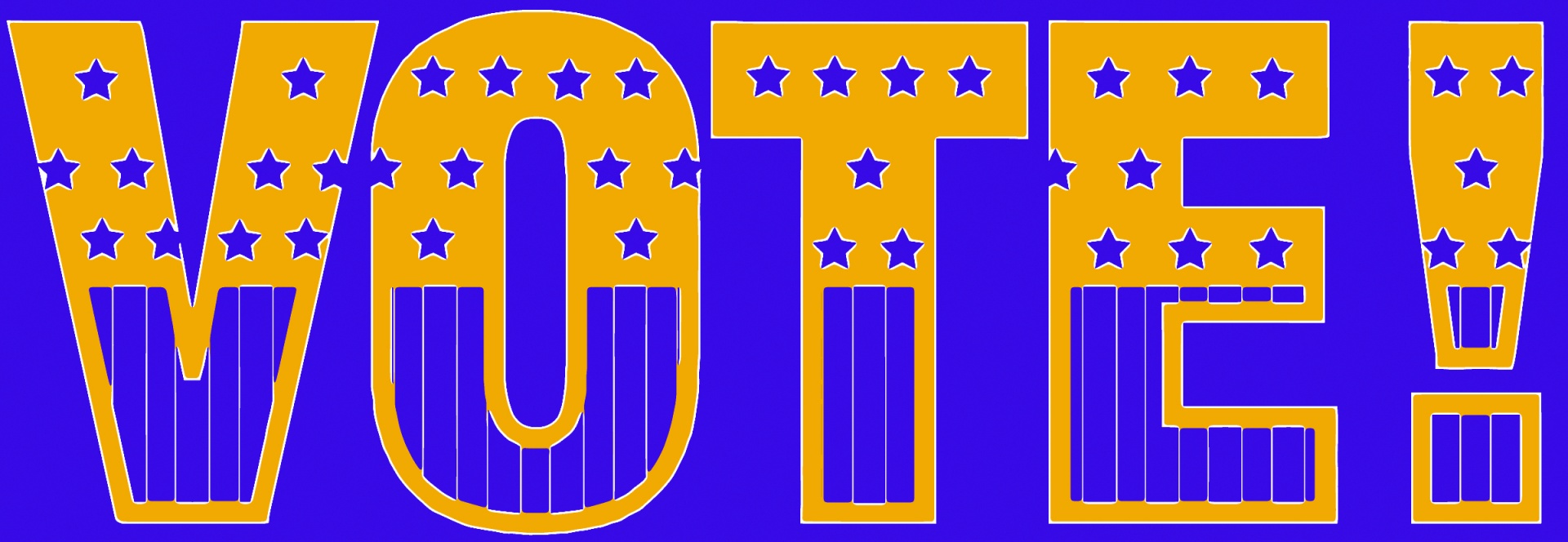 purple and gold sign that reads VOTE