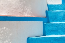 Blue Stairs And White Wall