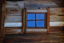 Blue Window Wood Wall