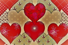 Brown And Red Hearts Background
