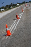 Cones Lined Up In A Tarred Road