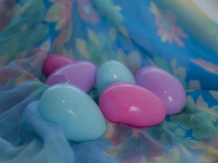 Easter Eggs On Floral Scarf