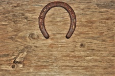 Horseshoe On Wood Background