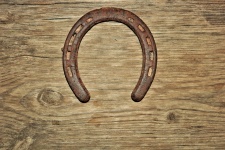 Horseshoe On Wood Close-up