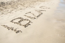 Ibiza Text On A Beach