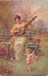 Lady Play Lute With Cupid Fantasy