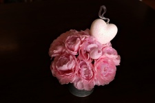 Pink Peonies And Heart On Black