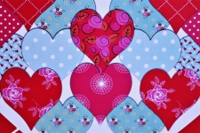 Red And Blue Hearts Background