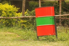 Red And Green Refuse Drum