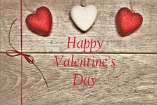 Valentine Hearts On Wood Background