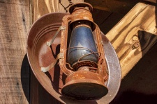 Vintage Lantern And Mining Pan