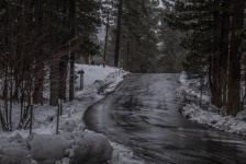 Winter Road Wet With Rain