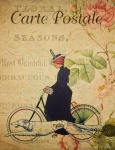 Woman Bicycle Vintage Postcard