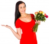 Woman With Bouquet Of Flowers