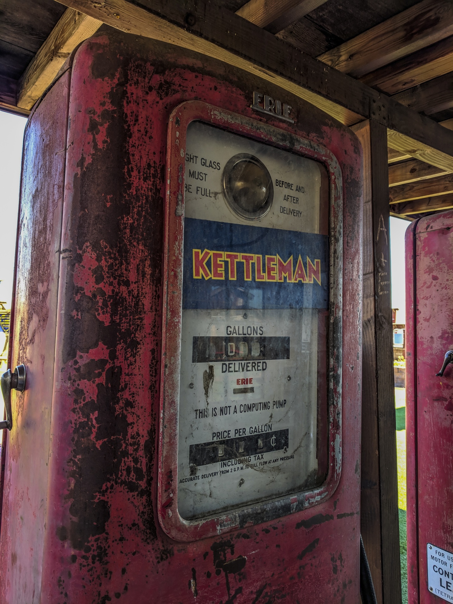 retro red rusty fuel pumps