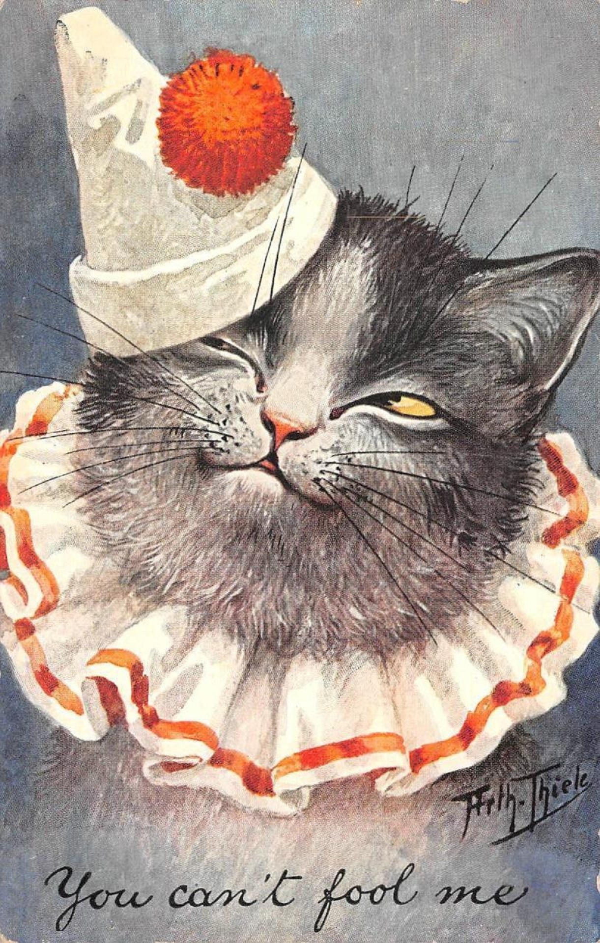 Cat Clown You Cant Fool Me Arthur Thiele 1860 - 1936 Public Domain