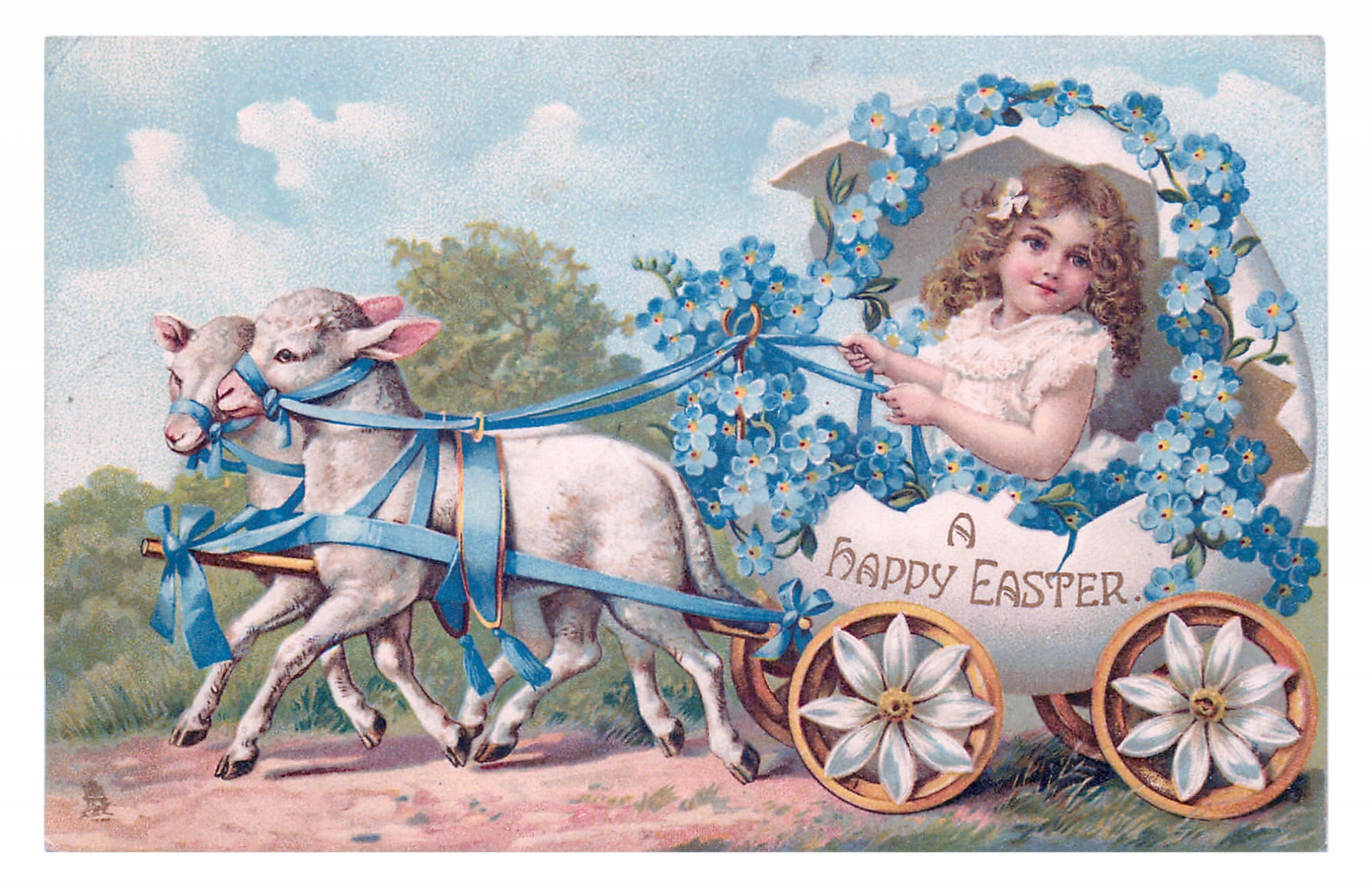 Easter Vintage Girl Card