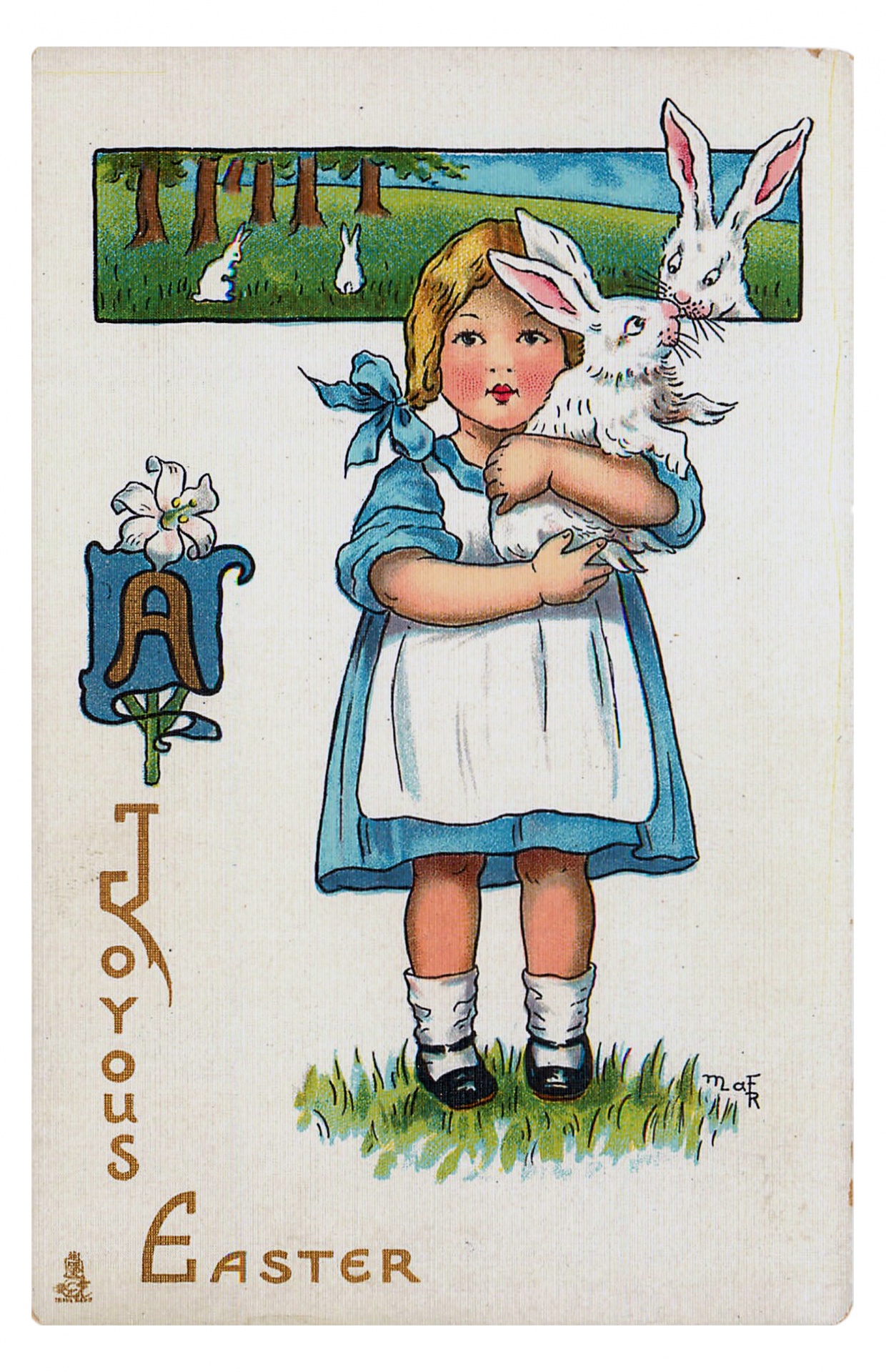Easter Vintage Girl Card