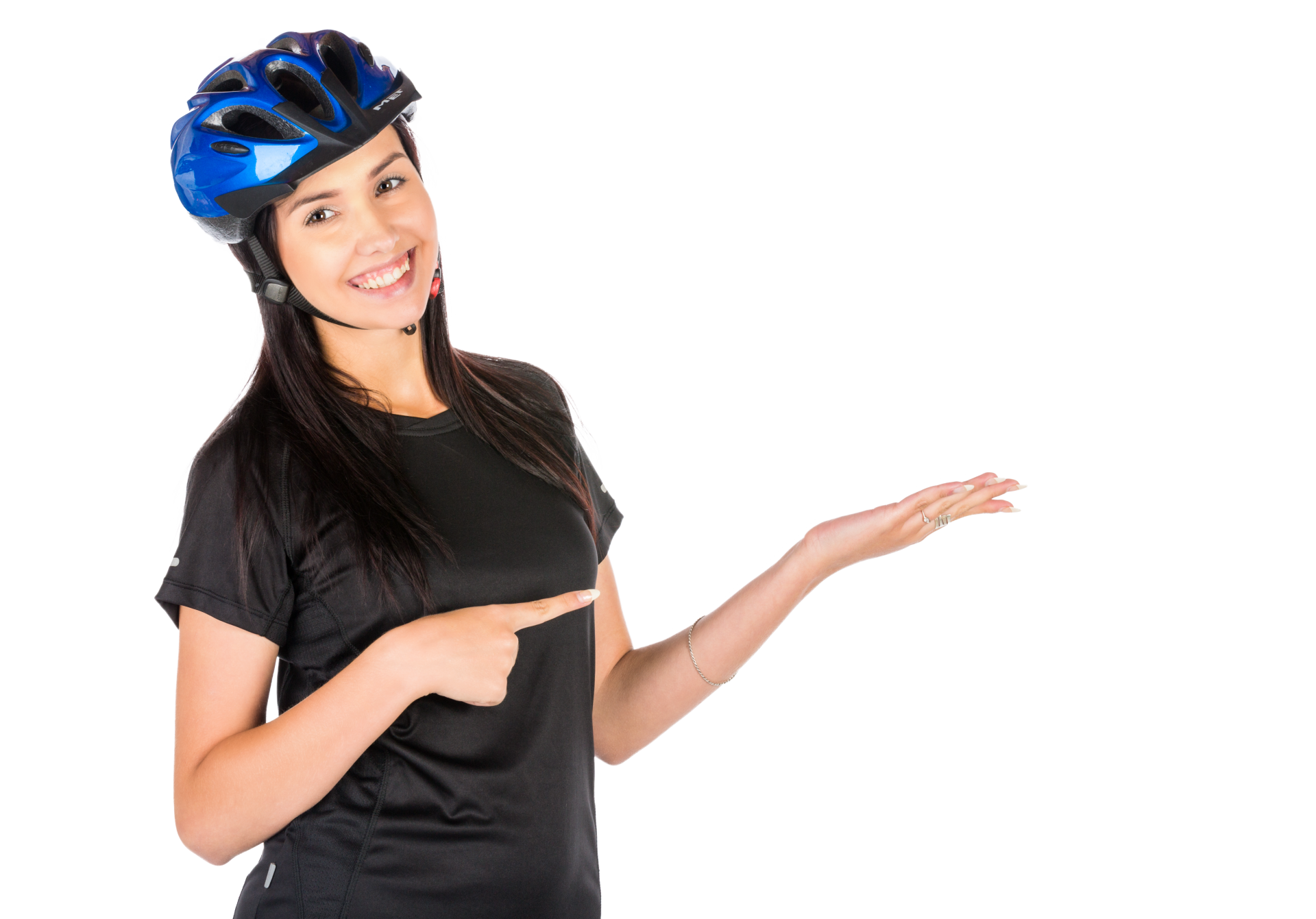 Female Cyclist Pointing