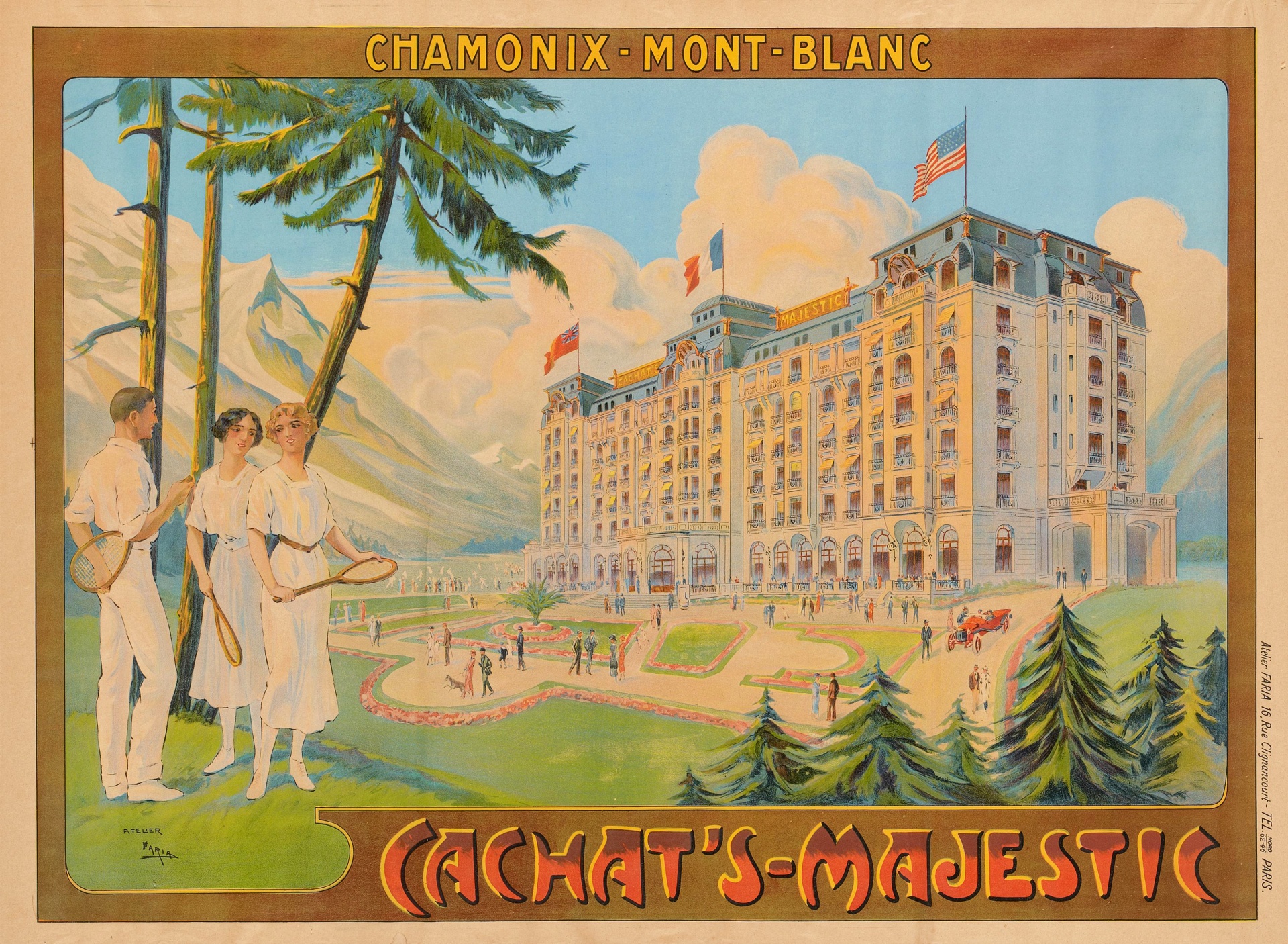 Vintage travel poster, print for Chamonix, Mont Blanc, France