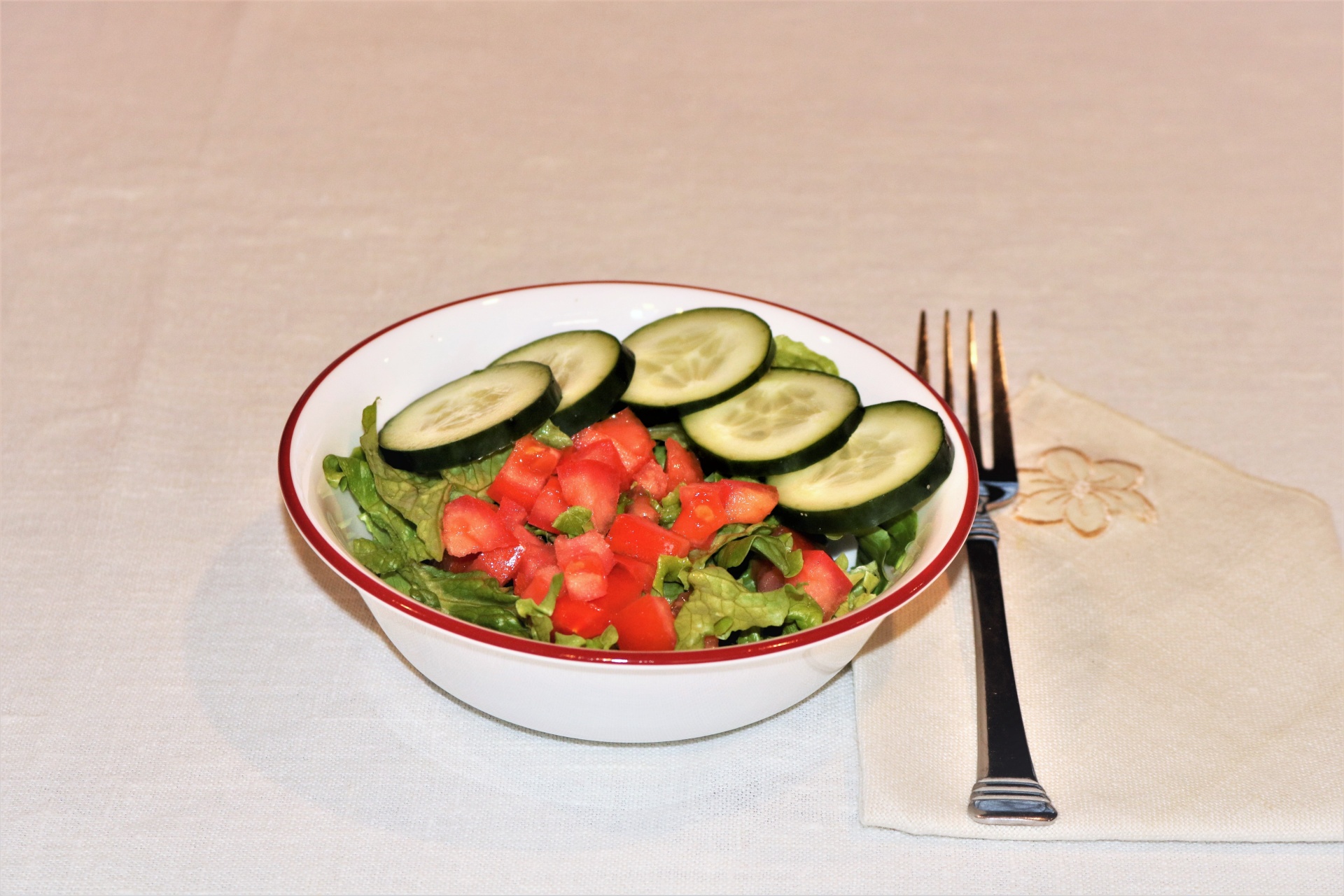 Fresh Vegetable Salad On Table