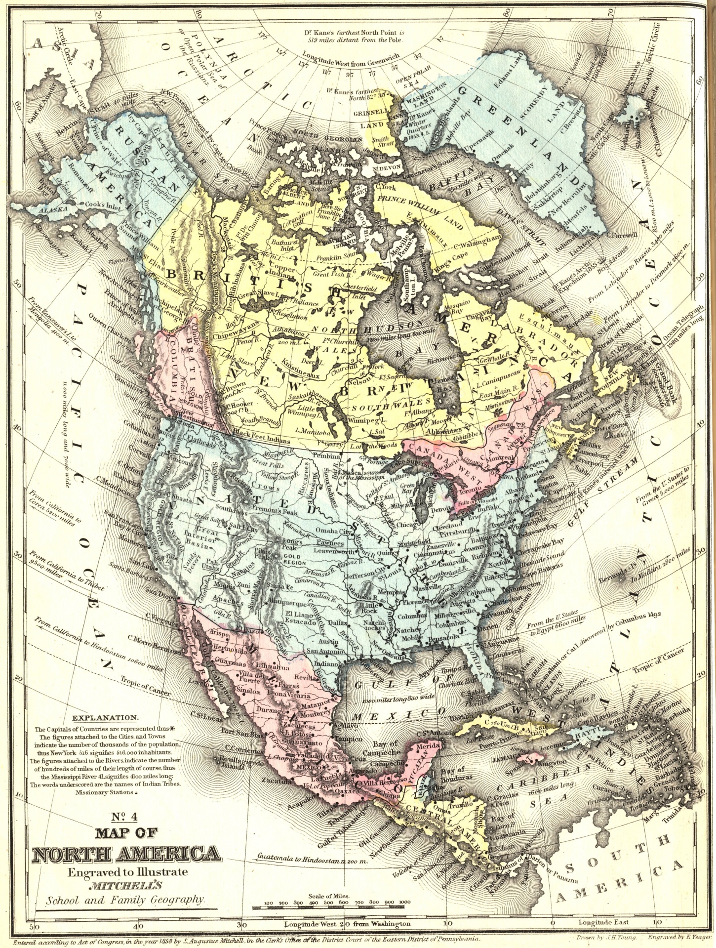 Map Of North America - 1858