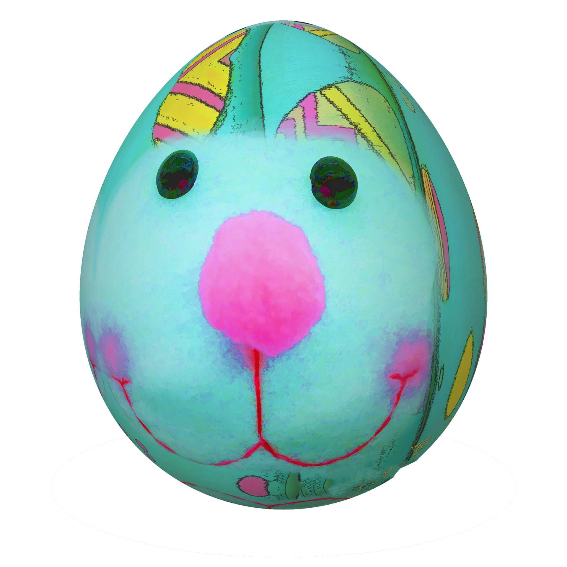 face of a rabbit on an Easter Egg on Transparent Background
