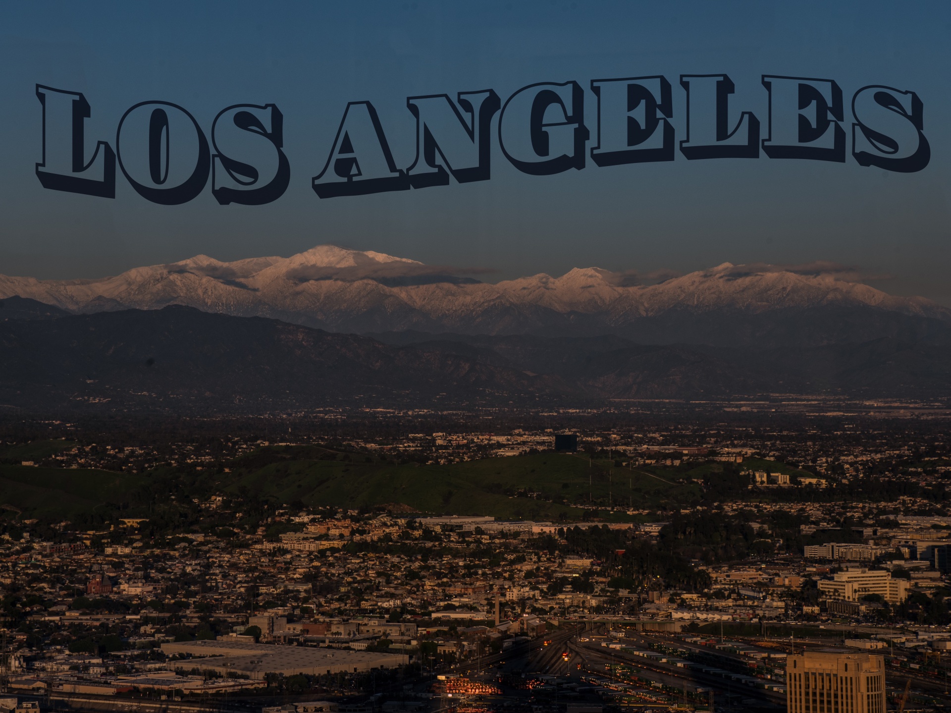 San Gabriel Mountains and Los Angeles postcard poster