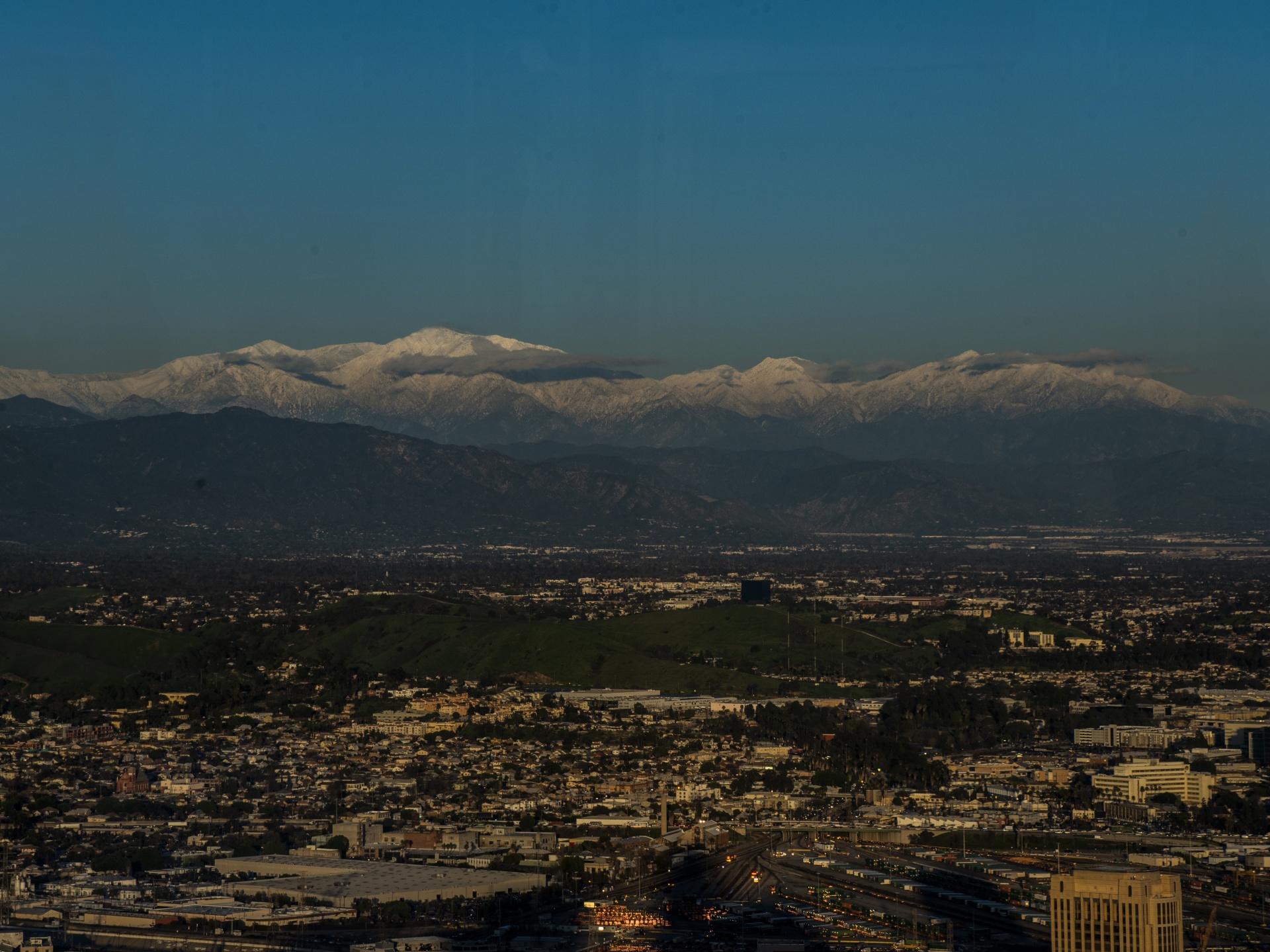 Snowcapped San Gabriel Mountains landscape of Los Angeles